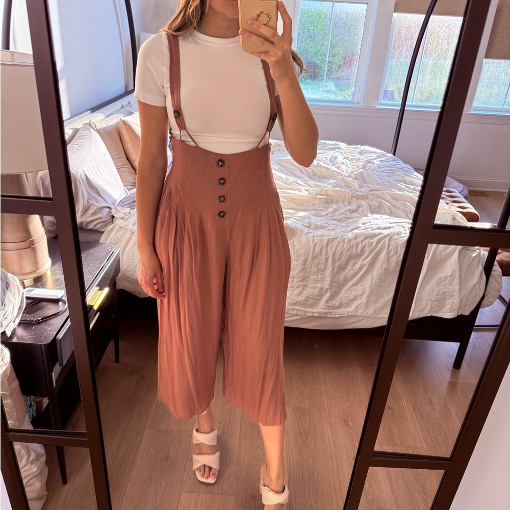 Women's Pink Jumpsuit with Button Detail